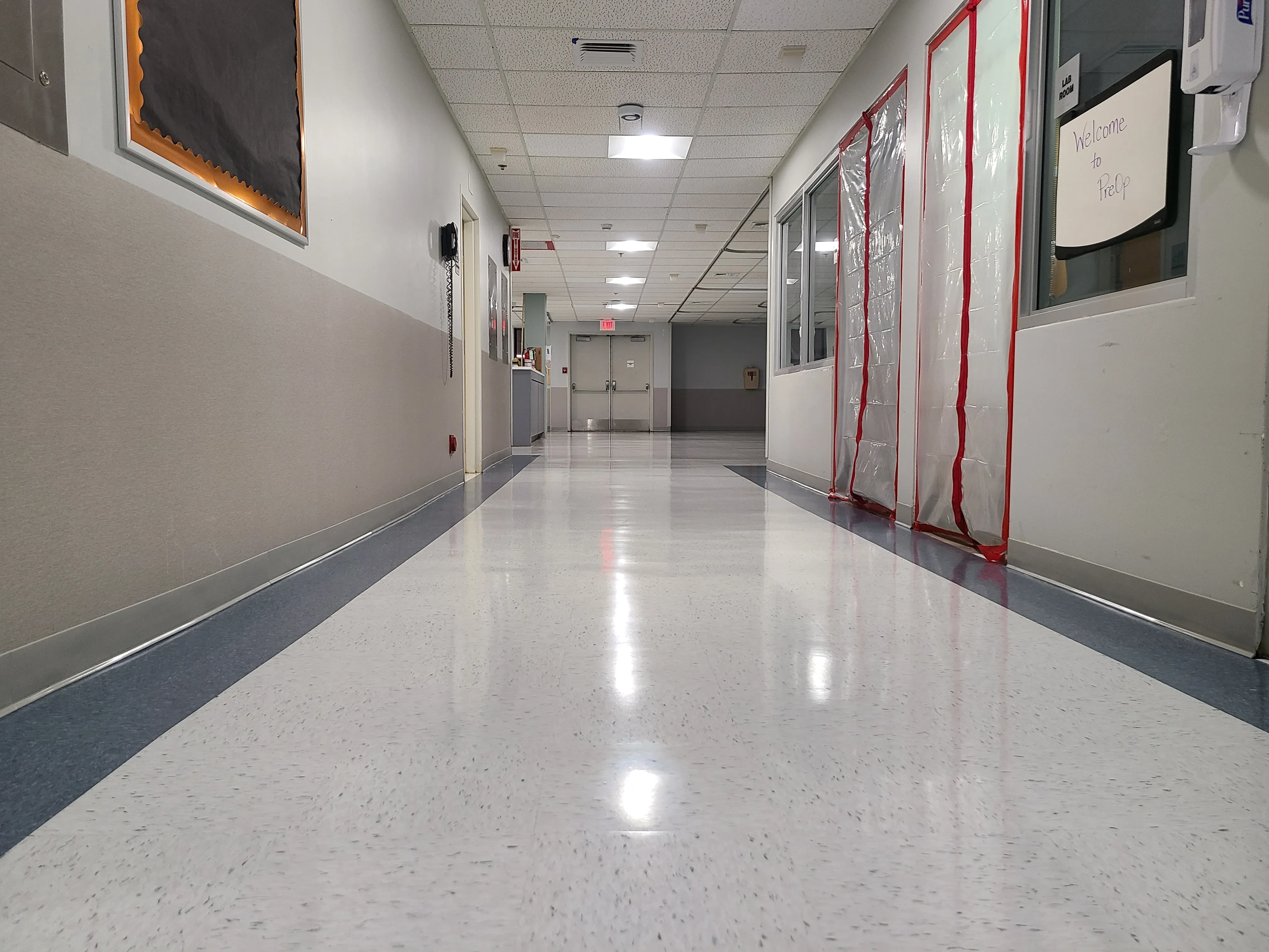 VCT floor at Methodist Hospital hallway restoration