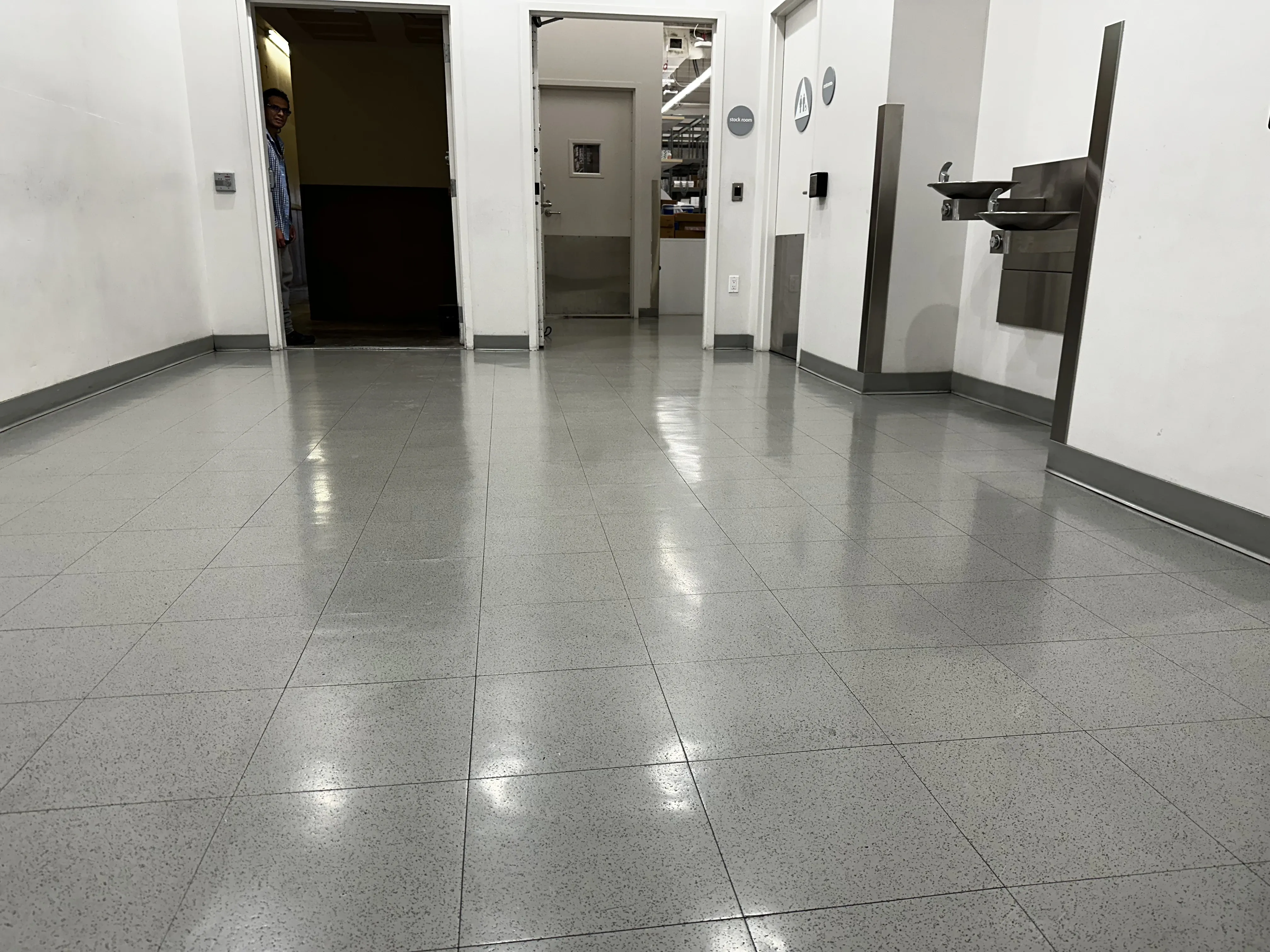VCT flooring refinished inside an Apple retail store